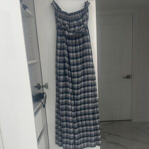 Emporio Armani Navy and White Maxi Dress